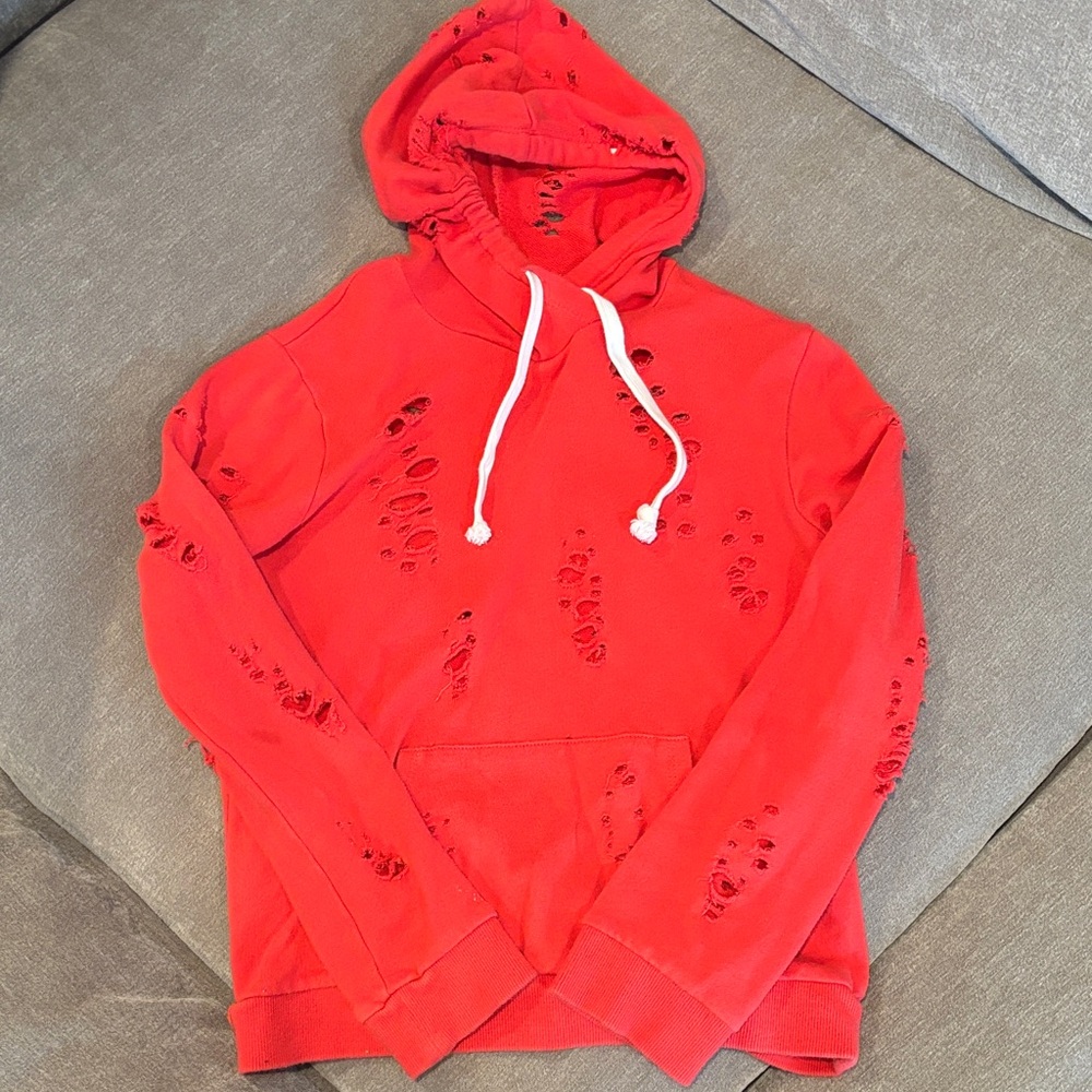 Katie J NYC Couture Red Distressed Hoodie